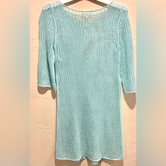 EILEEN FISHER 100% Organic Linen Aqua Mesh Coverup - Picture 2 of 5